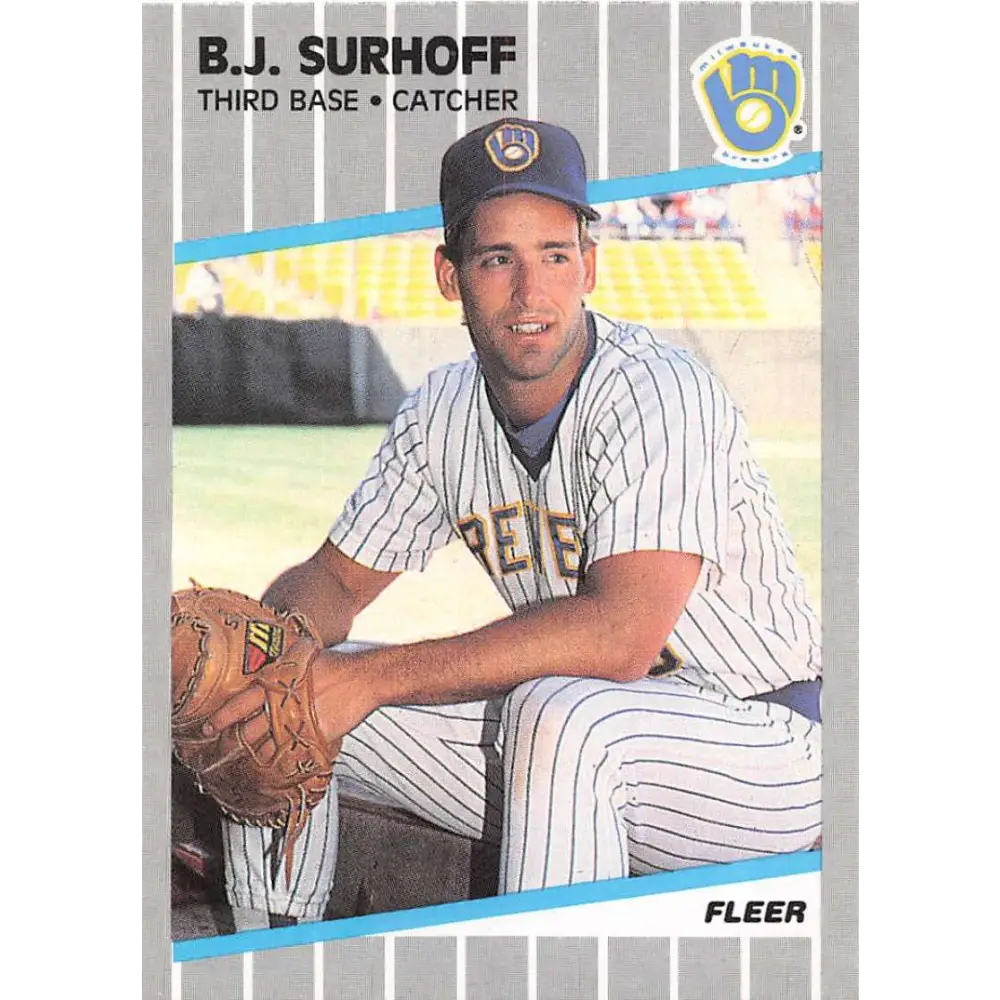 1989 Fleer #197 B.J. Surhoff EX Excellent Milwaukee Brewers Baseball Card  Image 1