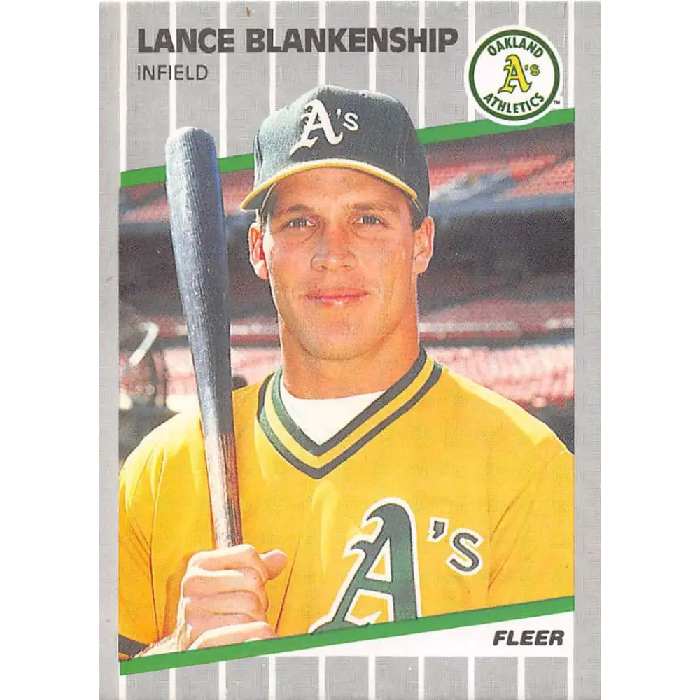 1989 Fleer #2 Lance Blankenship EX Excellent RC Rookie Oakland Athletics Baseball Card  Image 1