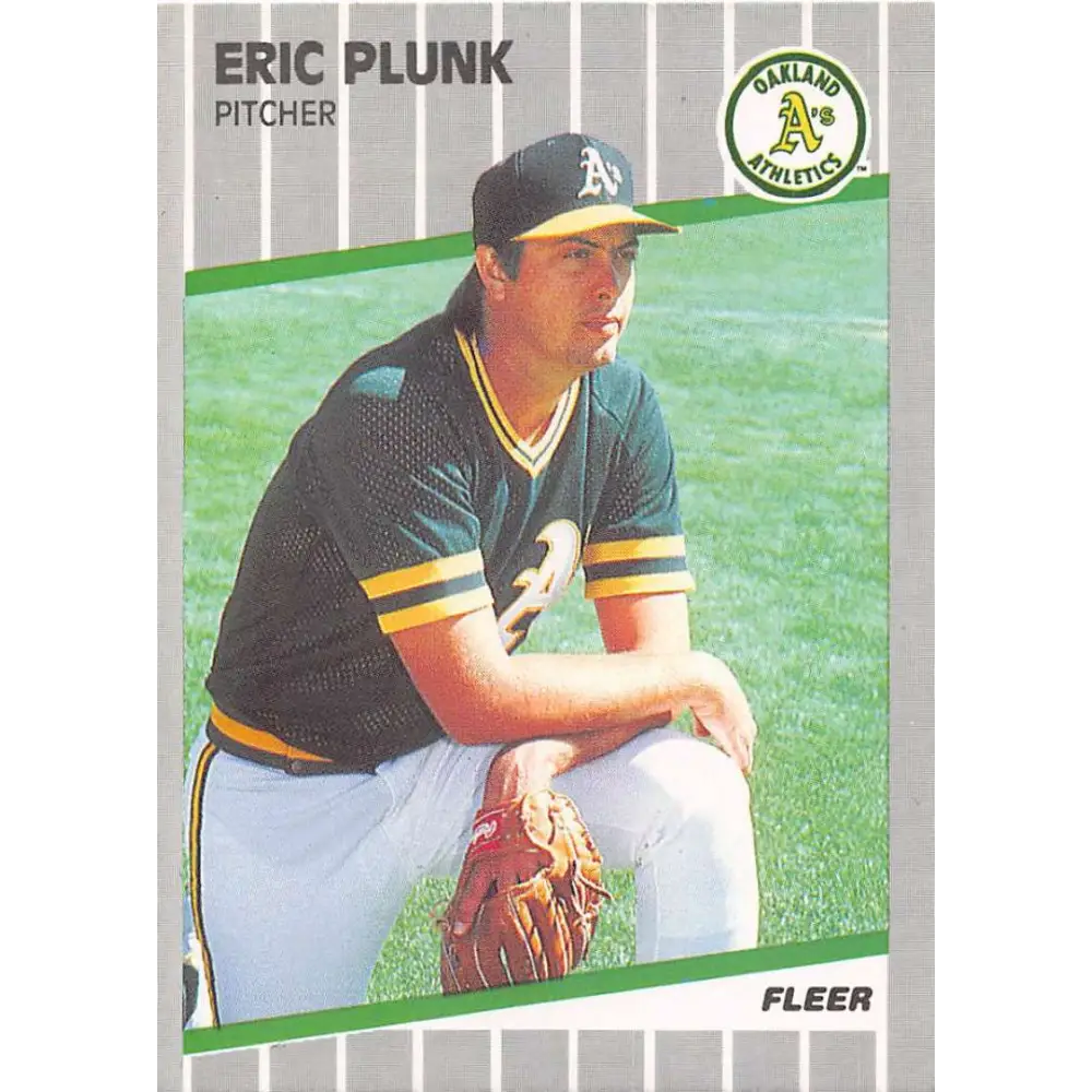 1989 Fleer #20 Eric Plunk EX Excellent Oakland Athletics Baseball Card  Image 1