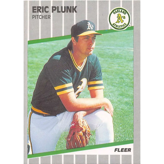 1989 Fleer #20 Eric Plunk EX Excellent Oakland Athletics Baseball Card  Image 1