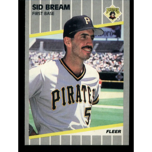 1989 Fleer #204 Sid Bream EX Excellent Pittsburgh Pirates Baseball Card  Image 1