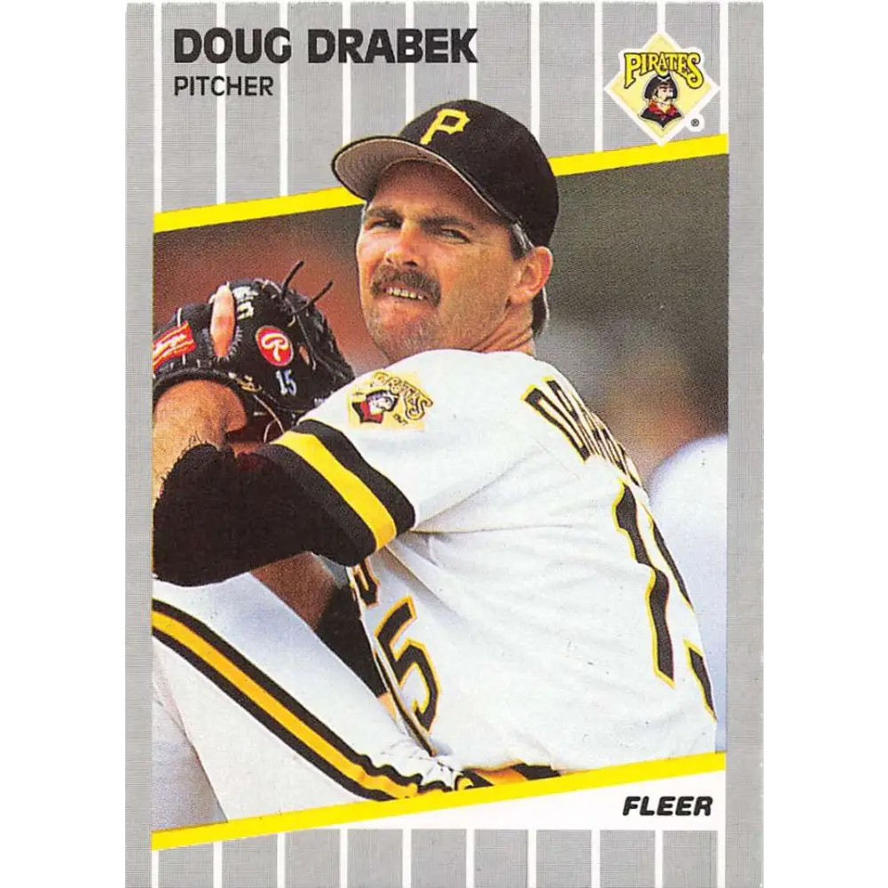 1989 Fleer #206 Doug Drabek EX Excellent Pittsburgh Pirates Baseball Card  Image 1