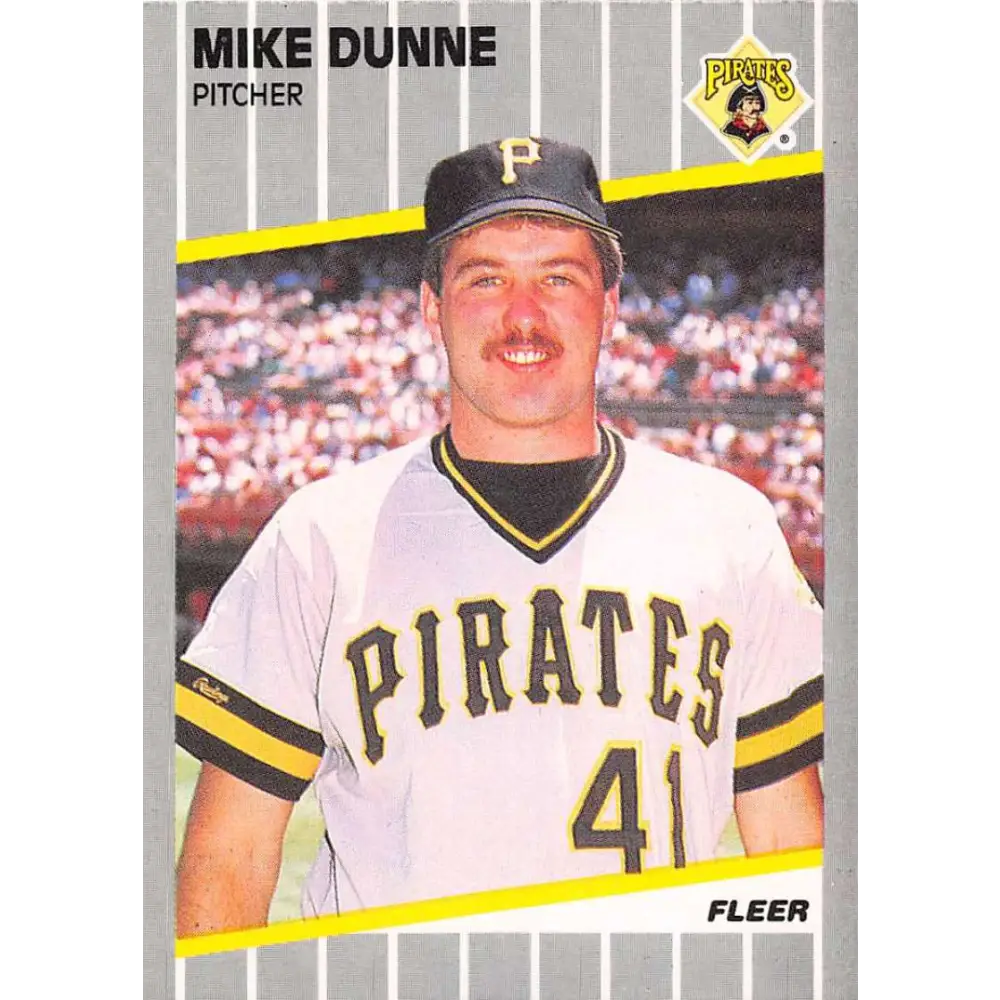 1989 Fleer #207 Mike Dunne EX Excellent Pittsburgh Pirates Baseball Card  Image 1