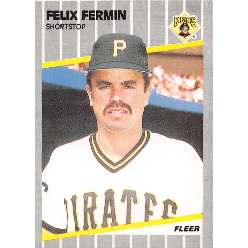 1989 Fleer #208 Felix Fermin EX Excellent Pittsburgh Pirates Baseball Card  Image 1