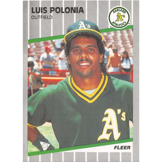 1989 Fleer #21 Luis Polonia EX Excellent Oakland Athletics Baseball Card  Image 1