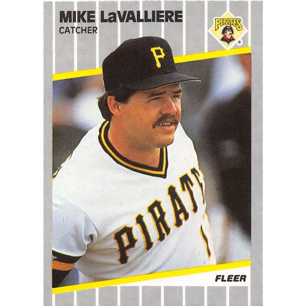1989 Fleer #213 Mike LaValliere EX Excellent Pittsburgh Pirates Baseball Card  Image 1