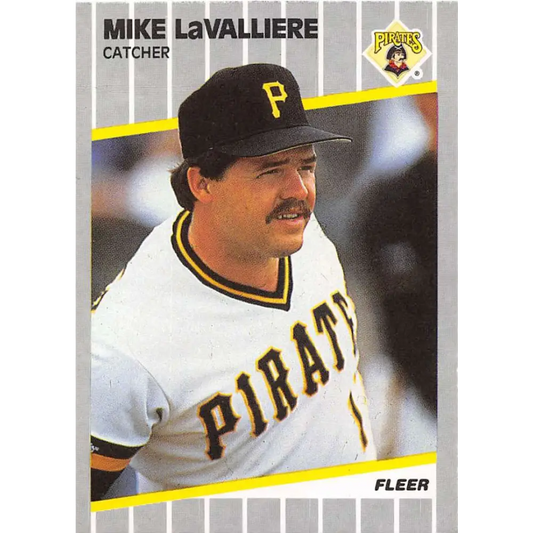 1989 Fleer #213 Mike LaValliere EX Excellent Pittsburgh Pirates Baseball Card  Image 1