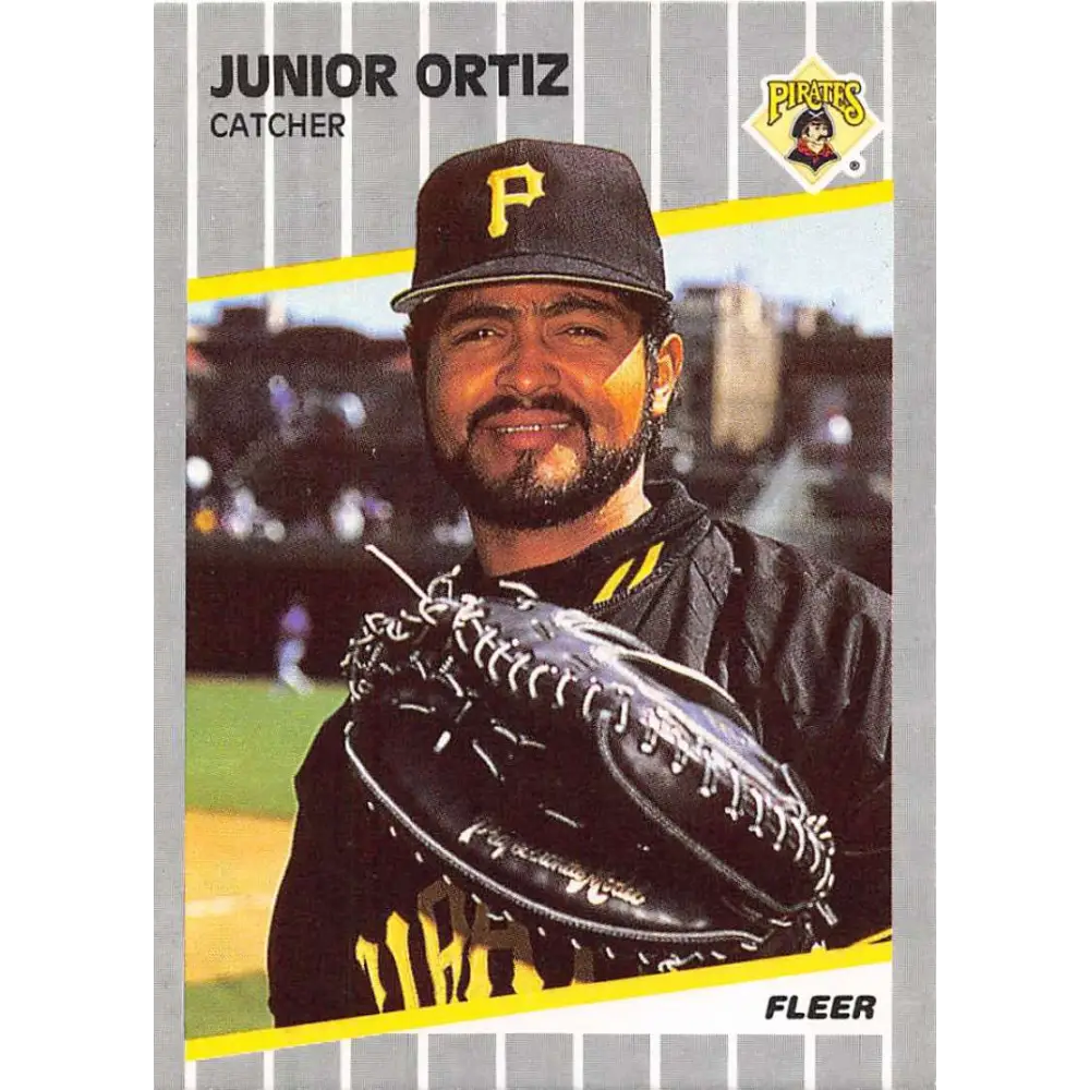 1989 Fleer #215 Junior Ortiz EX Excellent Pittsburgh Pirates Baseball Card  Image 1
