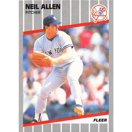 1989 Fleer #250b Neil Allen EX Excellent New York Yankees Baseball Card  Image 1
