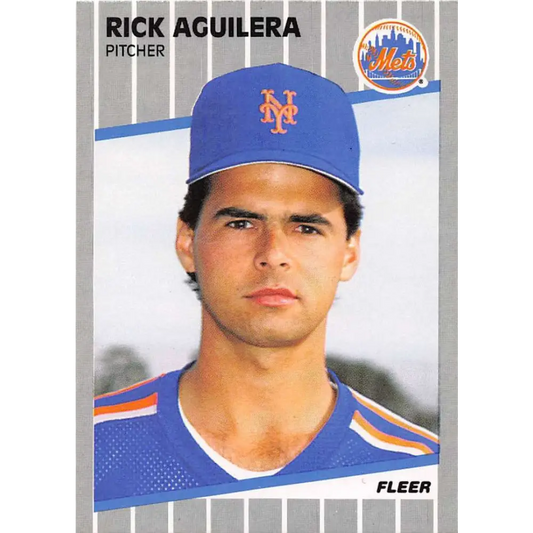1989 Fleer #27 Rick Aguilera EX Excellent New York Mets Baseball Card  Image 1