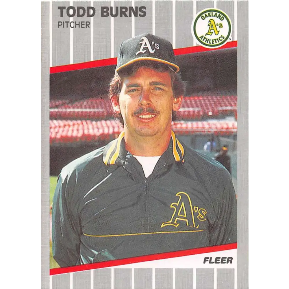 1989 Fleer #3 Todd Burns EX Excellent RC Rookie Oakland Athletics Baseball Card  Image 1