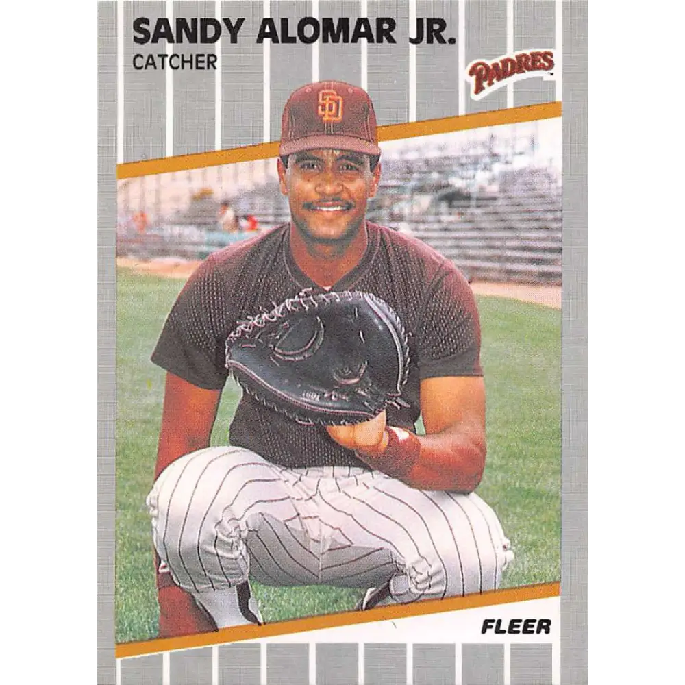 1989 Fleer #300 Sandy Alomar Jr. EX Excellent RC Rookie San Diego Padres Baseball Card  Image 1