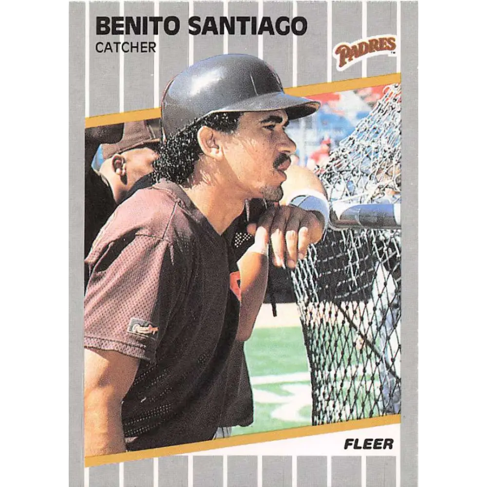1989 Fleer #316 Benito Santiago EX Excellent San Diego Padres Baseball Card  Image 1