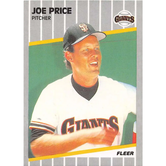 1989 Fleer #339 Joe Price EX Excellent San Francisco Giants Baseball Card  Image 1