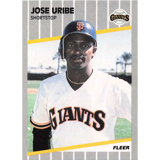 1989 Fleer #345 Jose Uribe EX Excellent San Francisco Giants Baseball Card  Image 1