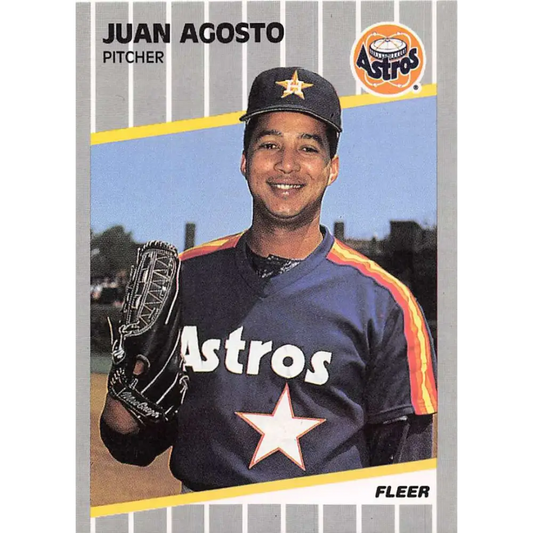 1989 Fleer #348 Juan Agosto EX Excellent Houston Astros Baseball Card  Image 1