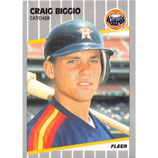 1989 Fleer #353 Craig Biggio EX Excellent RC Rookie Houston Astros Baseball Card  Image 1