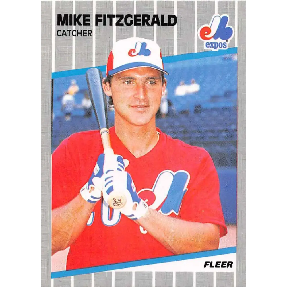 1989 Fleer #374 Mike Fitzgerald EX Excellent Montreal Expos Baseball Card  Image 1