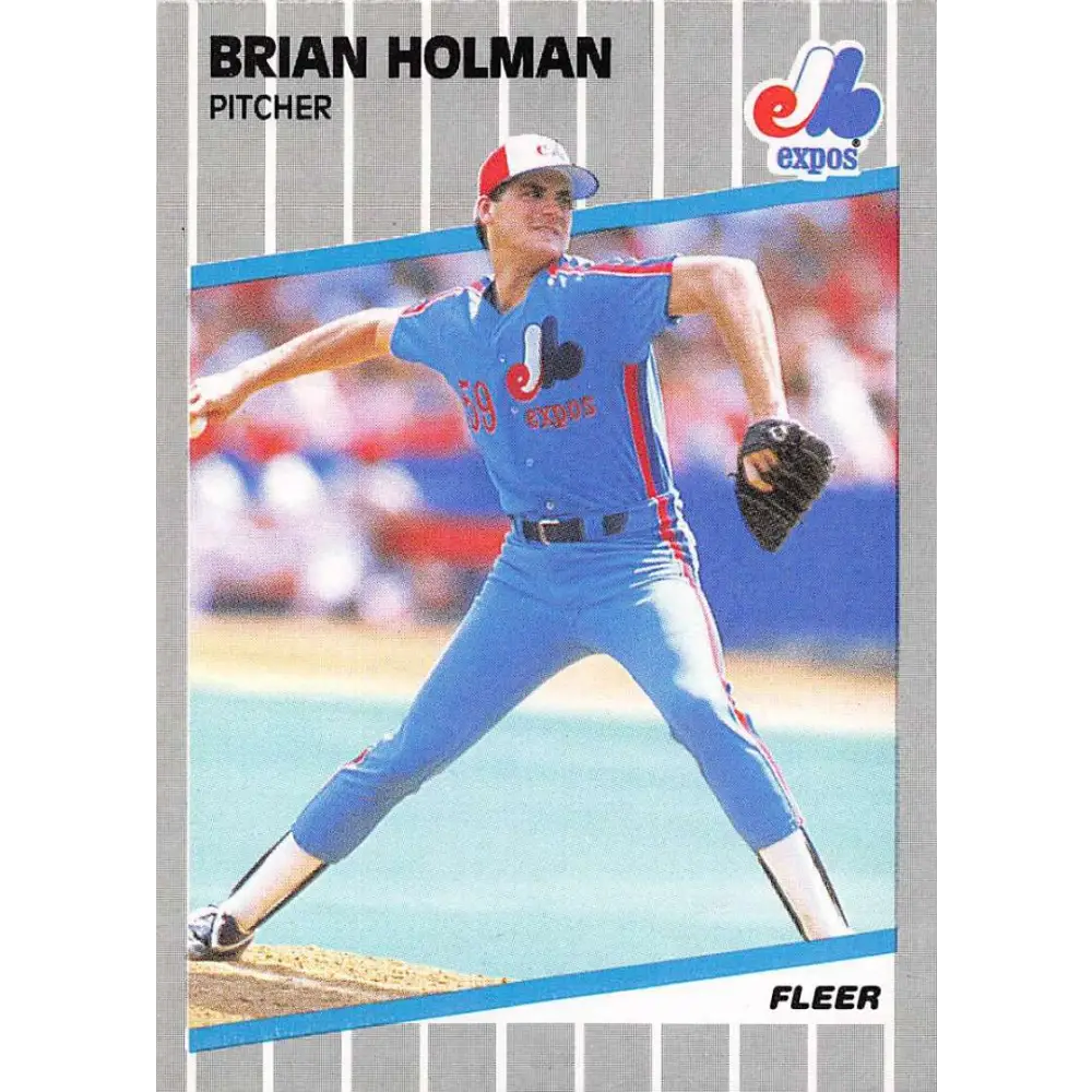 1989 Fleer #379 Brian Holman EX Excellent RC Rookie Montreal Expos Baseball Card  Image 1
