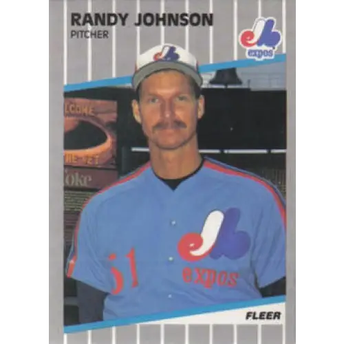 1989 Fleer #381 Randy Johnson EX Excellent RC Rookie Montreal Expos Baseball Card  Image 1