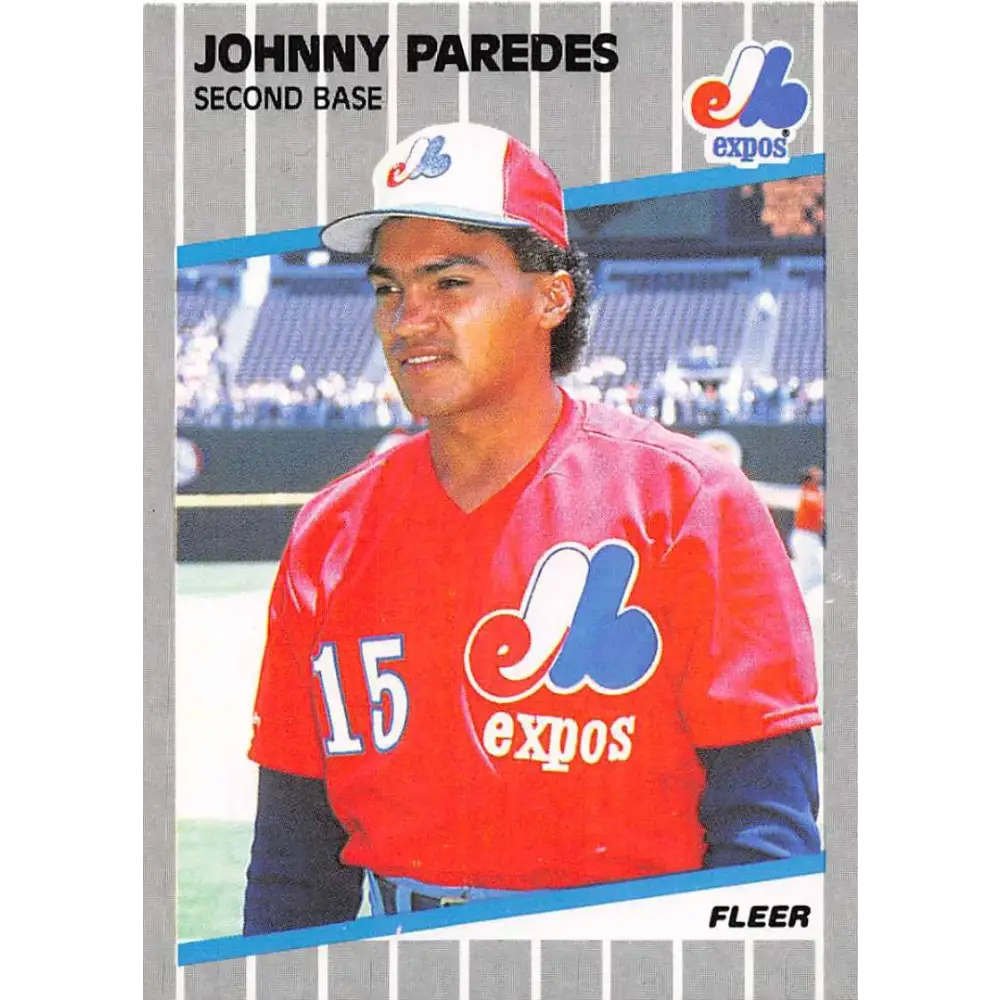 1989 Fleer #388 Johnny Paredes EX Excellent RC Rookie Montreal Expos Baseball Card  Image 1