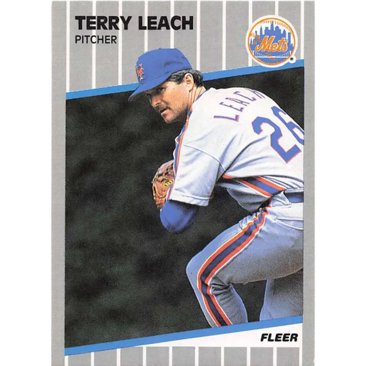 1989 Fleer #40 Terry Leach EX Excellent New York Mets Baseball Card  Image 1