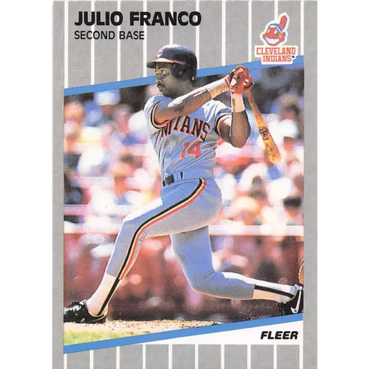 1989 Fleer #404 Julio Franco EX Excellent Cleveland Indians Baseball Card  Image 1