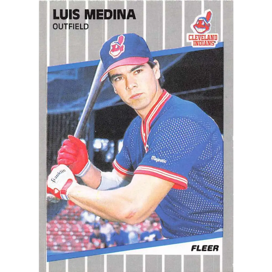 1989 Fleer #411 Luis Medina EX Excellent RC Rookie Cleveland Indians Baseball Card  Image 1