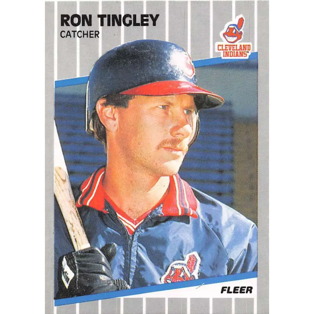 1989 Fleer #414 Ron Tingley EX Excellent Cleveland Indians Baseball Card  Image 1