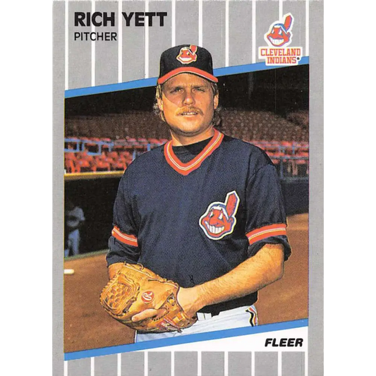 1989 Fleer #417 Rich Yett EX Excellent Cleveland Indians Baseball Card  Image 1