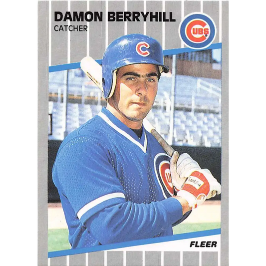 1989 Fleer #418 Damon Berryhill EX Excellent Chicago Cubs Baseball Card  Image 1