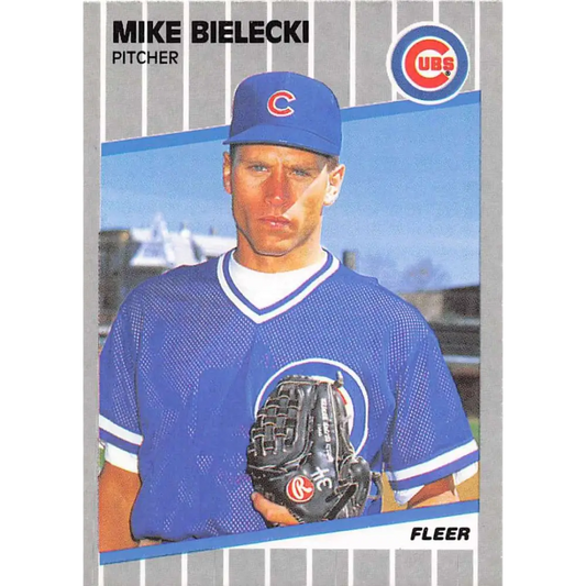 1989 Fleer #419 Mike Bielecki EX Excellent Chicago Cubs Baseball Card  Image 1