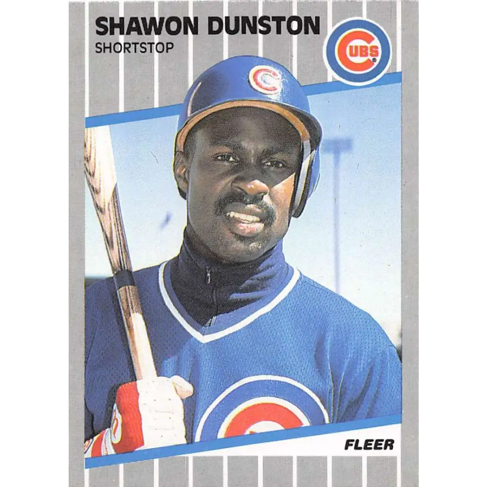 1989 Fleer #424 Shawon Dunston EX Excellent Chicago Cubs Baseball Card  Image 1