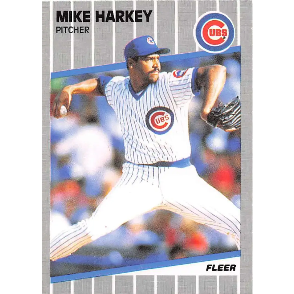 1989 Fleer #427 Mike Harkey EX Excellent RC Rookie Chicago Cubs Baseball Card  Image 1