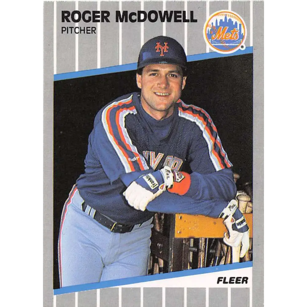 1989 Fleer #43 Roger McDowell EX Excellent New York Mets Baseball Card  Image 1