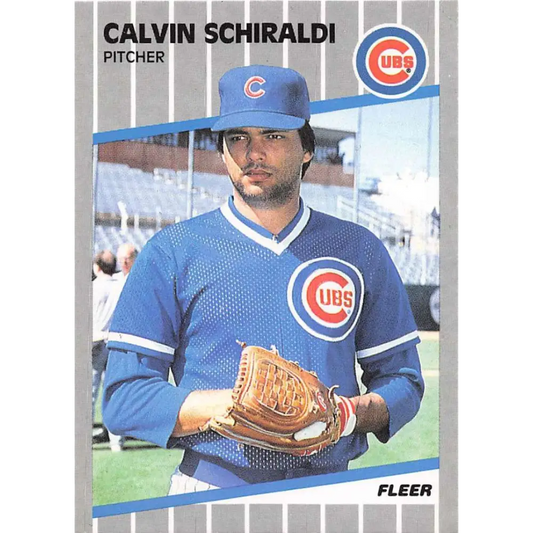 1989 Fleer #438 Calvin Schiraldi EX Excellent Chicago Cubs Baseball Card  Image 1