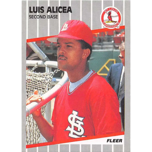 1989 Fleer #443 Luis Alicea EX Excellent RC Rookie St. Louis Cardinals Baseball Card  Image 1