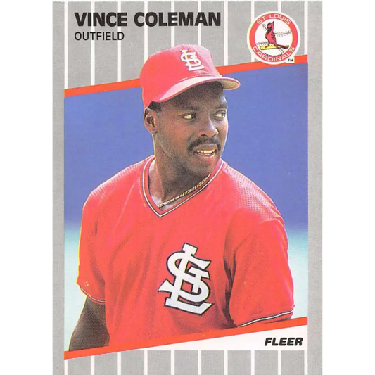 1989 Fleer #445 Vince Coleman EX Excellent St. Louis Cardinals Baseball Card  Image 1