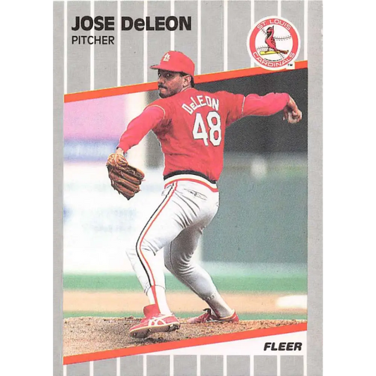 1989 Fleer #449 Jose DeLeon EX Excellent St. Louis Cardinals Baseball Card  Image 1