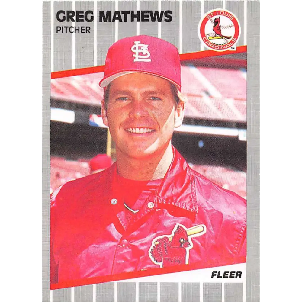 1989 Fleer #456 Greg Mathews EX Excellent St. Louis Cardinals Baseball Card  Image 1