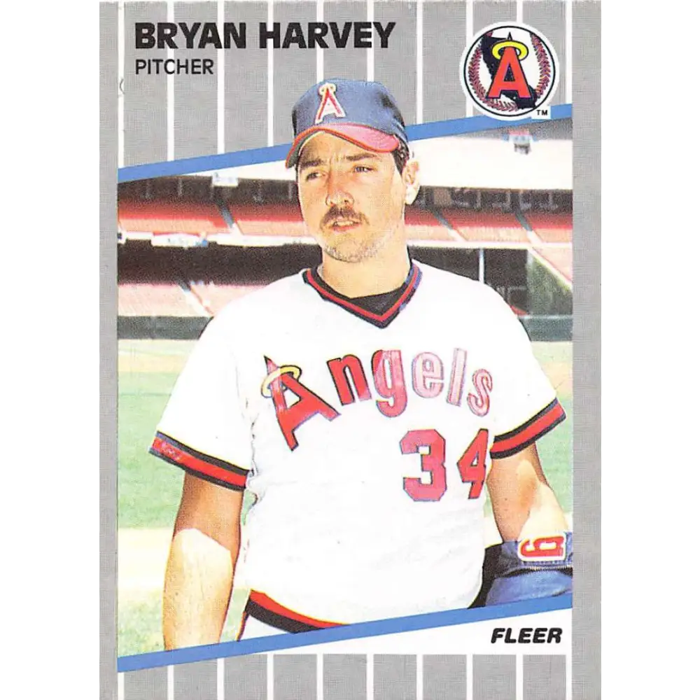 1989 Fleer #479 Bryan Harvey EX Excellent RC Rookie California Angels Baseball Card  Image 1