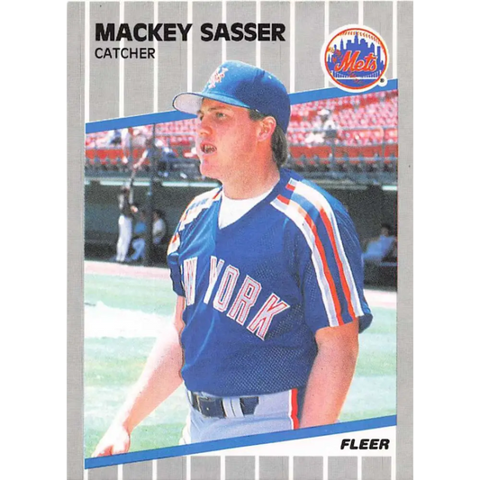 1989 Fleer #48 Mackey Sasser EX Excellent New York Mets Baseball Card  Image 1