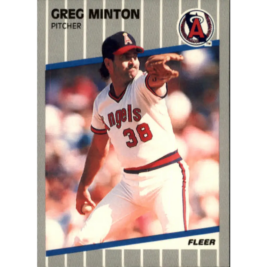 1989 Fleer #485 Greg Minton EX Excellent California Angels Baseball Card  Image 1