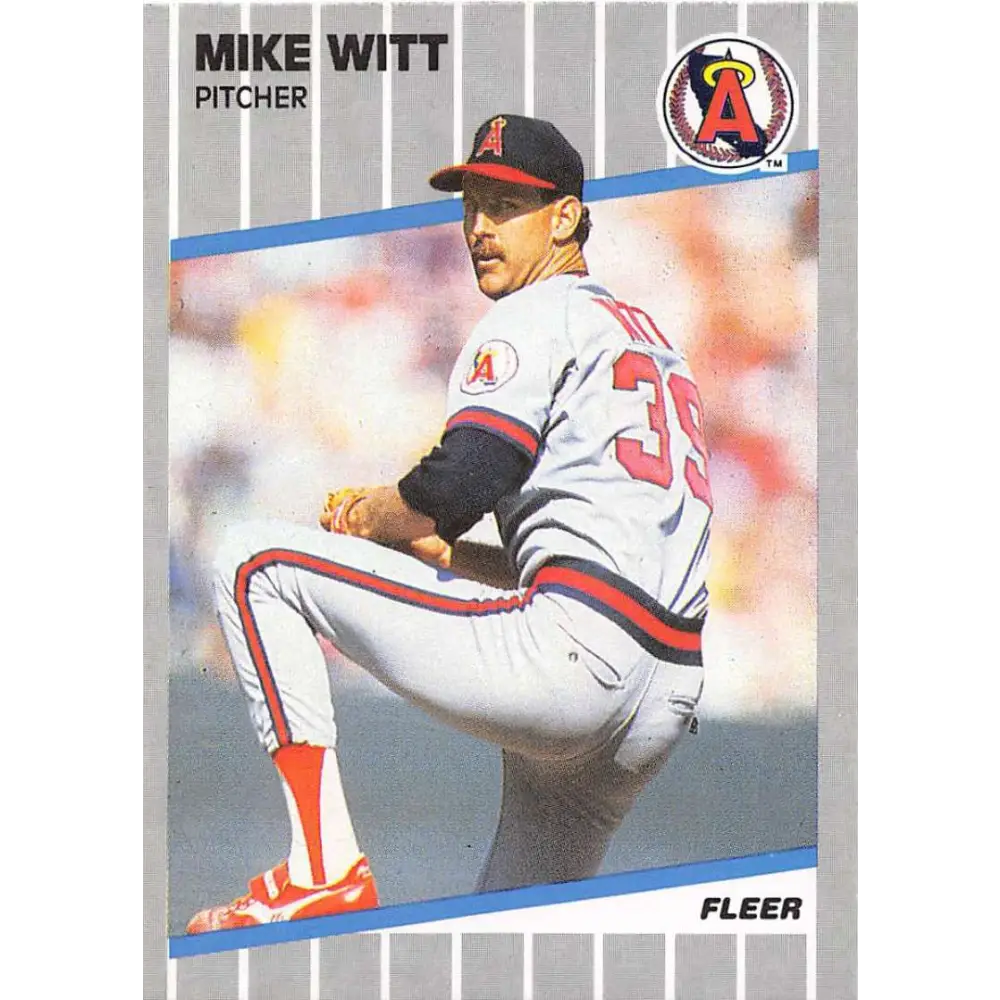 1989 Fleer #490 Mike Witt EX Excellent California Angels Baseball Card  Image 1