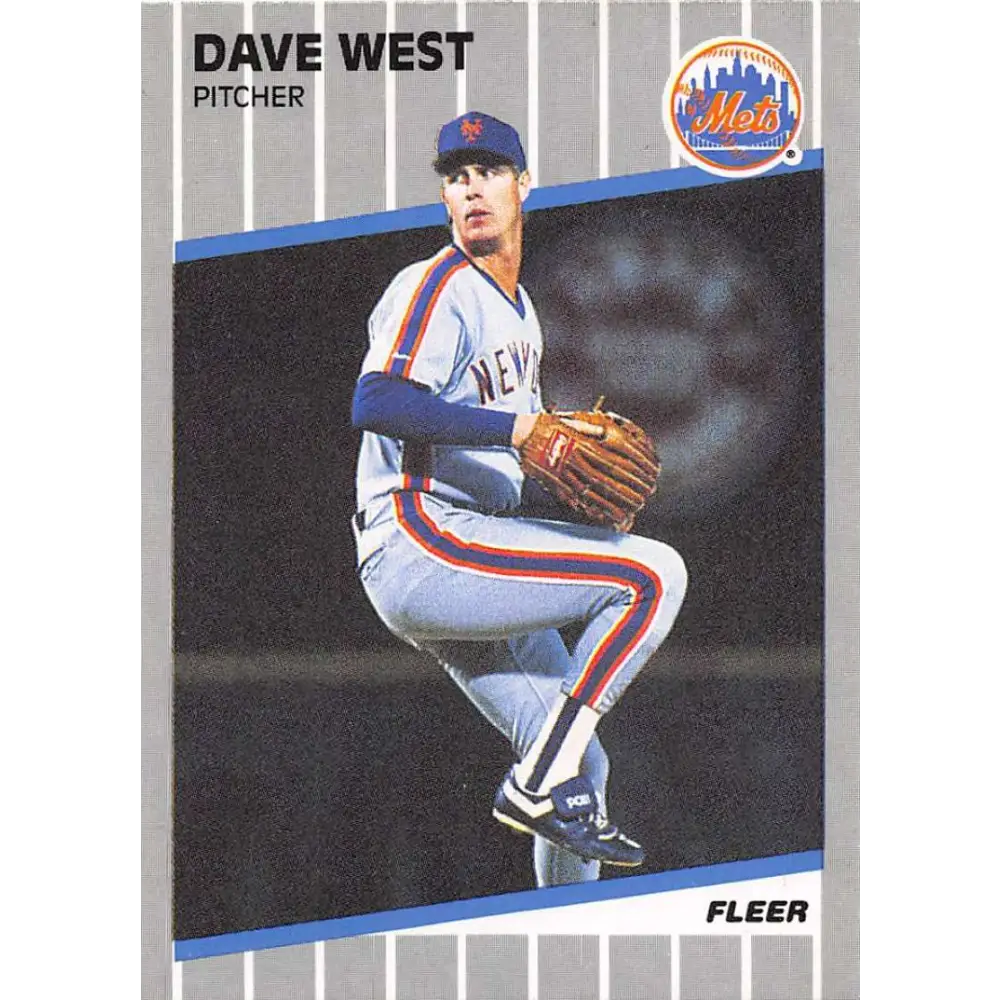 1989 Fleer #51 David West EX Excellent RC Rookie New York Mets Baseball Card  Image 1
