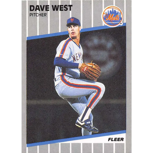 1989 Fleer #51 David West EX Excellent RC Rookie New York Mets Baseball Card  Image 1