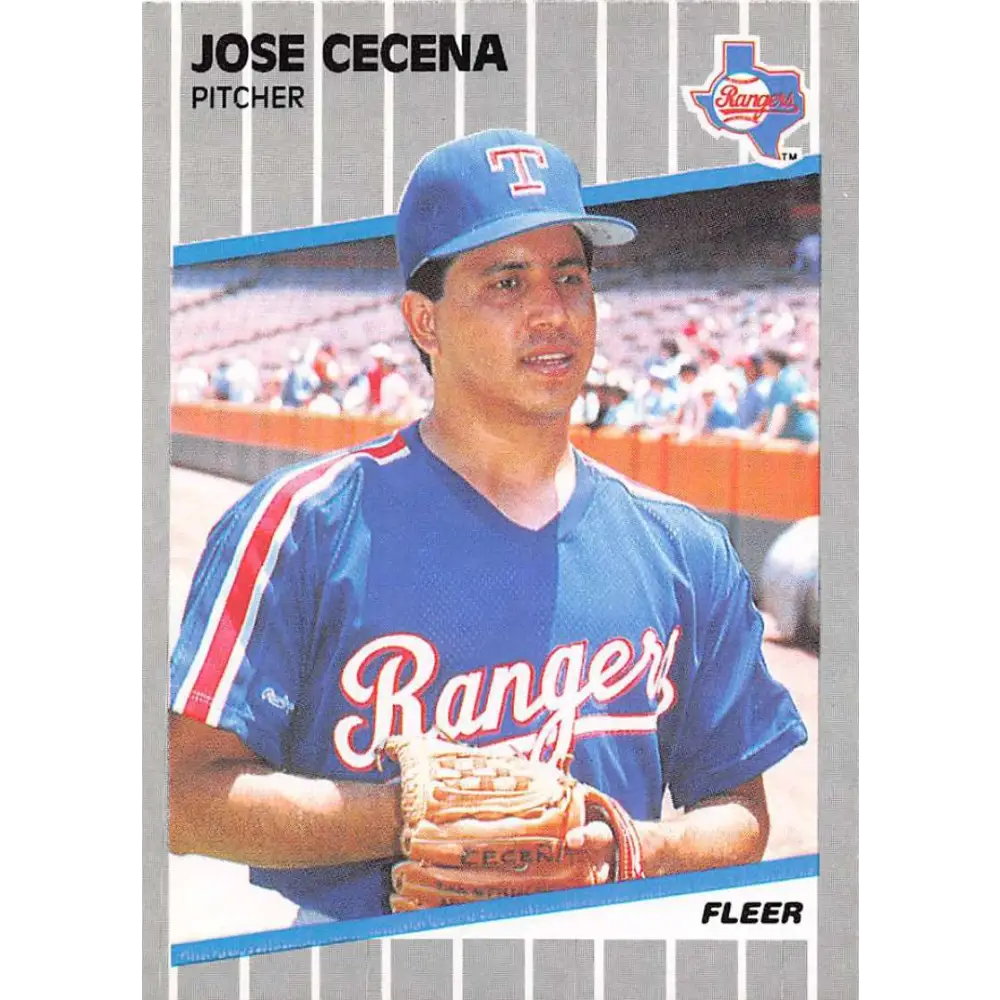 1989 Fleer #516 Jose Cecena EX Excellent RC Rookie Texas Rangers Baseball Card  Image 1