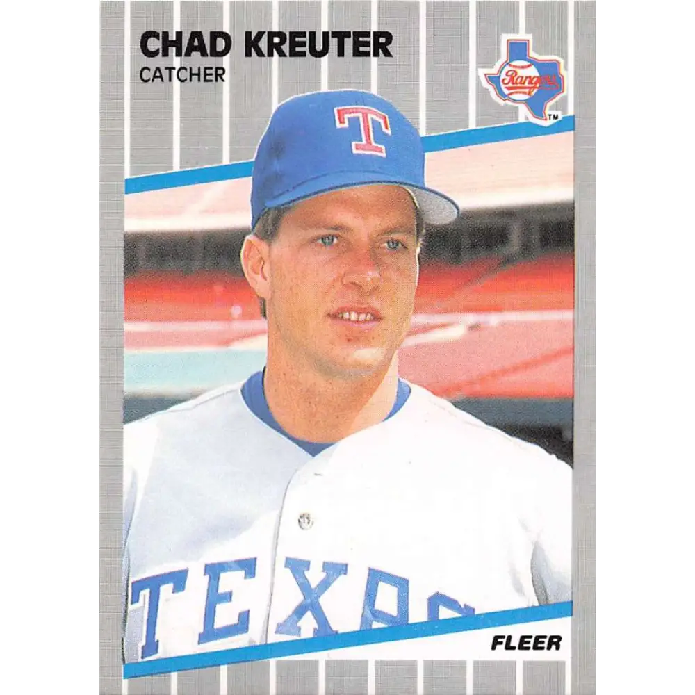1989 Fleer #526 Chad Kreuter EX Excellent RC Rookie Texas Rangers Baseball Card  Image 1