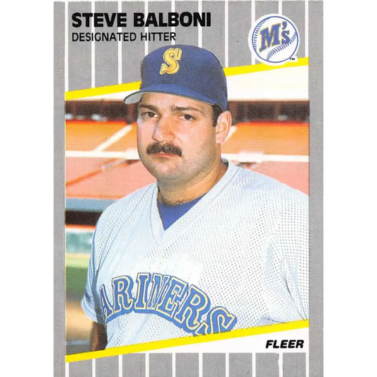 1989 Fleer #538 Steve Balboni EX Excellent Seattle Mariners Baseball Card  Image 1