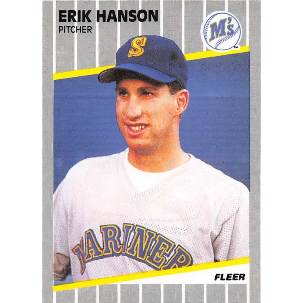 1989 Fleer #549 Erik Hanson EX Excellent RC Rookie Seattle Mariners Baseball Card  Image 1